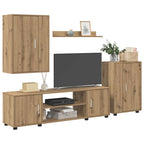 vidaXL TV-Schrankset Wandmontiert 4 pcs Artisan-Eiche Holzwerkstoff