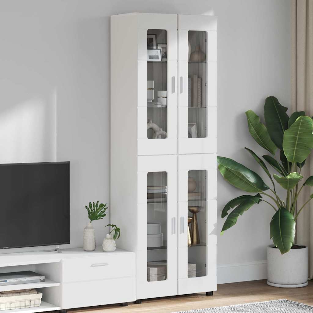 vidaXL Highboard mit Regal FLORIN Weiß 60 x 35 x 182 cm Holzwerkstoff