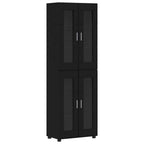 vidaXL Highboard mit Tür FLORIN Schwarz 60 x 35 x 182 cm Holzwerkstoff