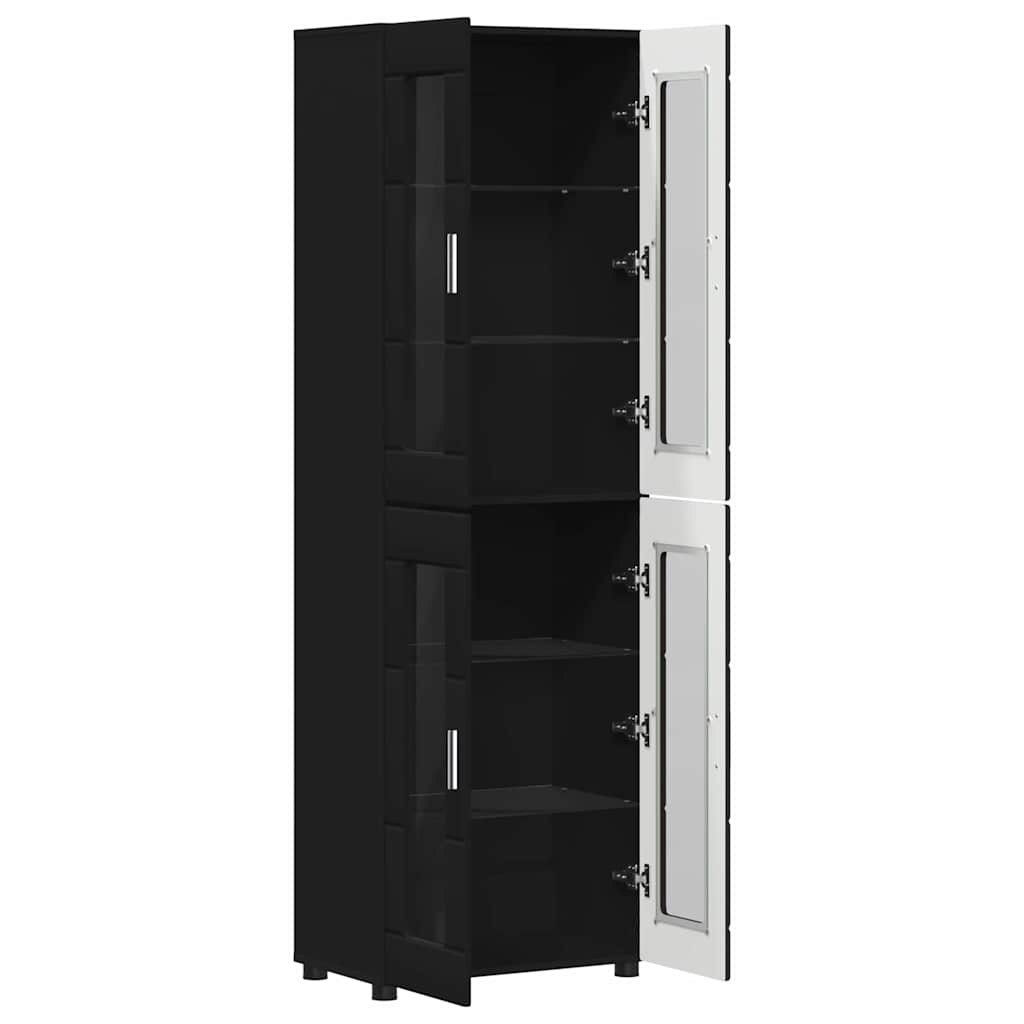 vidaXL Highboard mit Tür FLORIN Schwarz 60 x 35 x 182 cm Holzwerkstoff