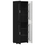 vidaXL Highboard mit Tür FLORIN Schwarz 60 x 35 x 182 cm Holzwerkstoff