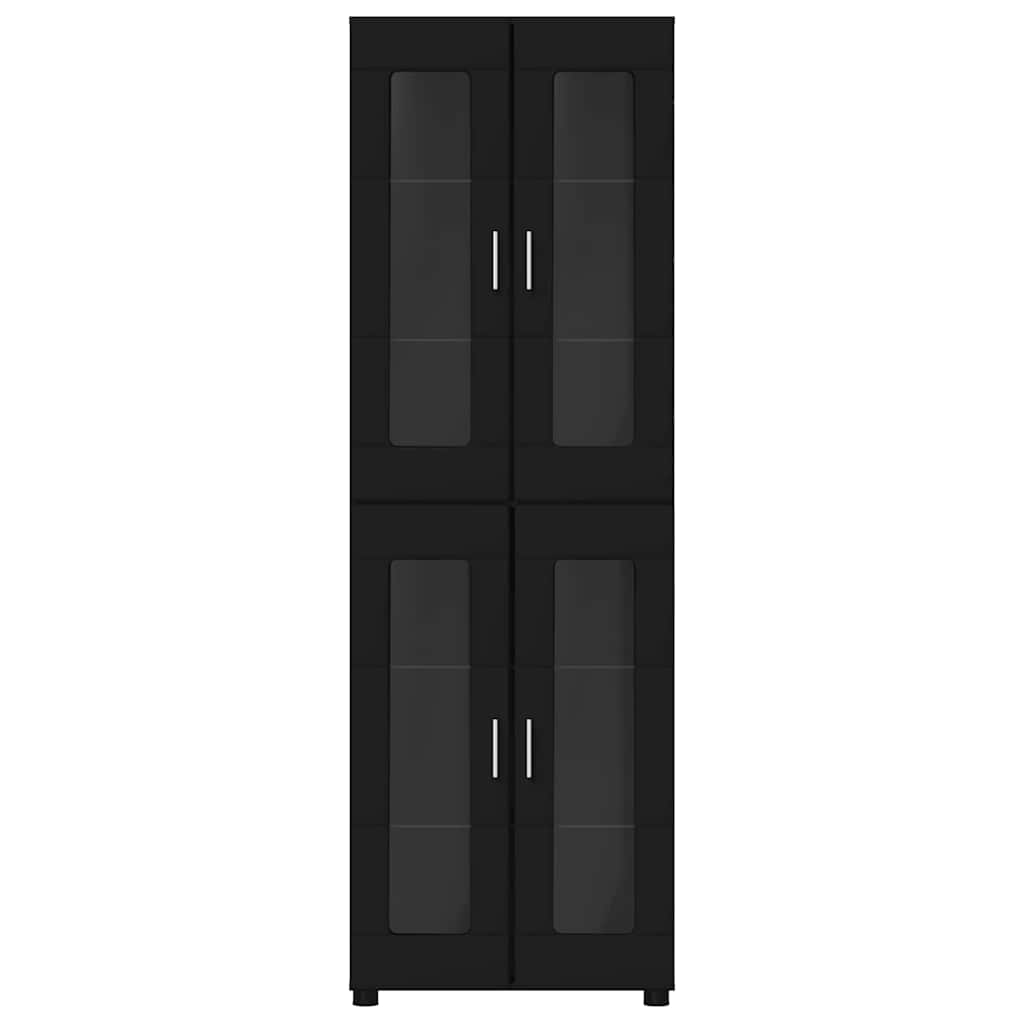 vidaXL Highboard mit Tür FLORIN Schwarz 60 x 35 x 182 cm Holzwerkstoff