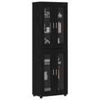 vidaXL Highboard mit Tür FLORIN Schwarz 60 x 35 x 182 cm Holzwerkstoff