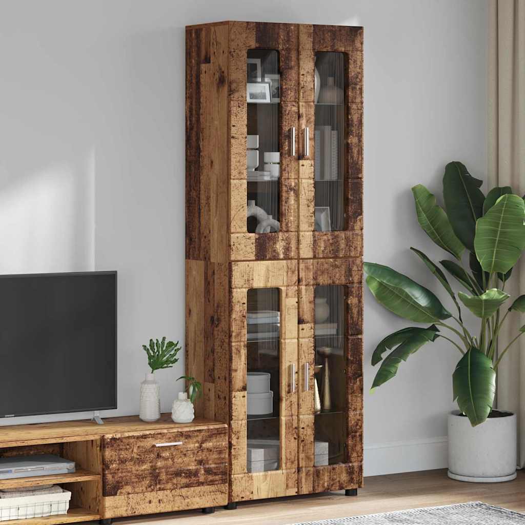 vidaXL Highboard mit Tür FLORIN Altholz 60 x 35 x 182 cm Holzwerkstoff