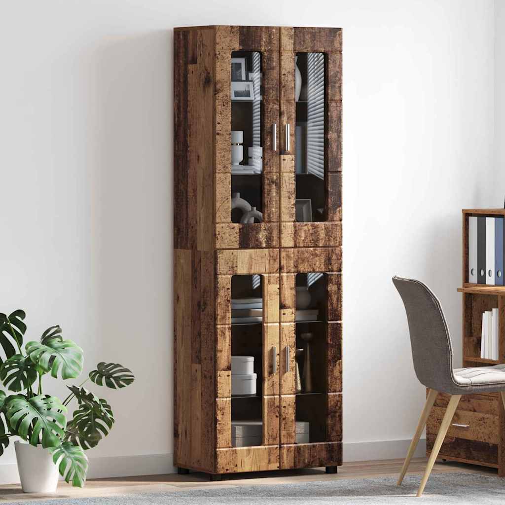 vidaXL Highboard mit Tür FLORIN Altholz 60 x 35 x 182 cm Holzwerkstoff
