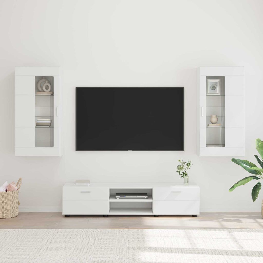 vidaXL TV-Schrankset mit Schubladen FLORIN 3 pcs Weiß Holzwerkstoff