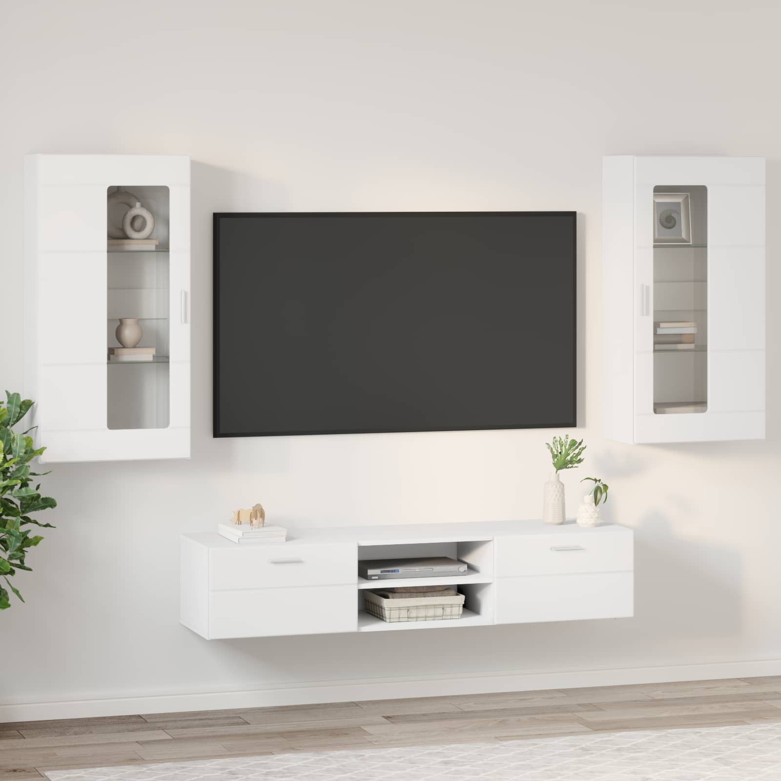 vidaXL TV-Schrankset mit Schubladen FLORIN 3 pcs Weiß Holzwerkstoff