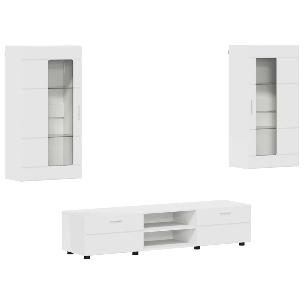 vidaXL TV-Schrankset mit Schubladen FLORIN 3 pcs Weiß Holzwerkstoff