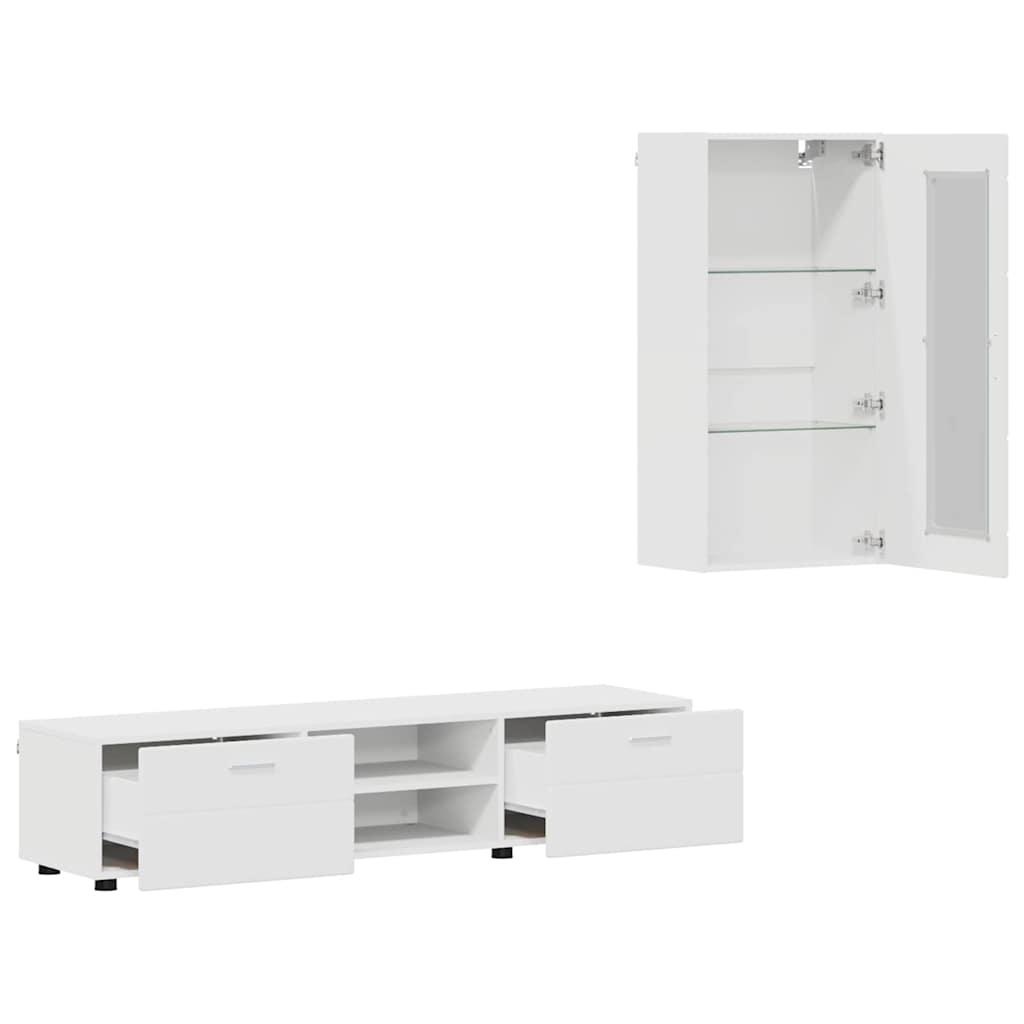 vidaXL TV-Schrankset mit Schubladen FLORIN 3 pcs Weiß Holzwerkstoff