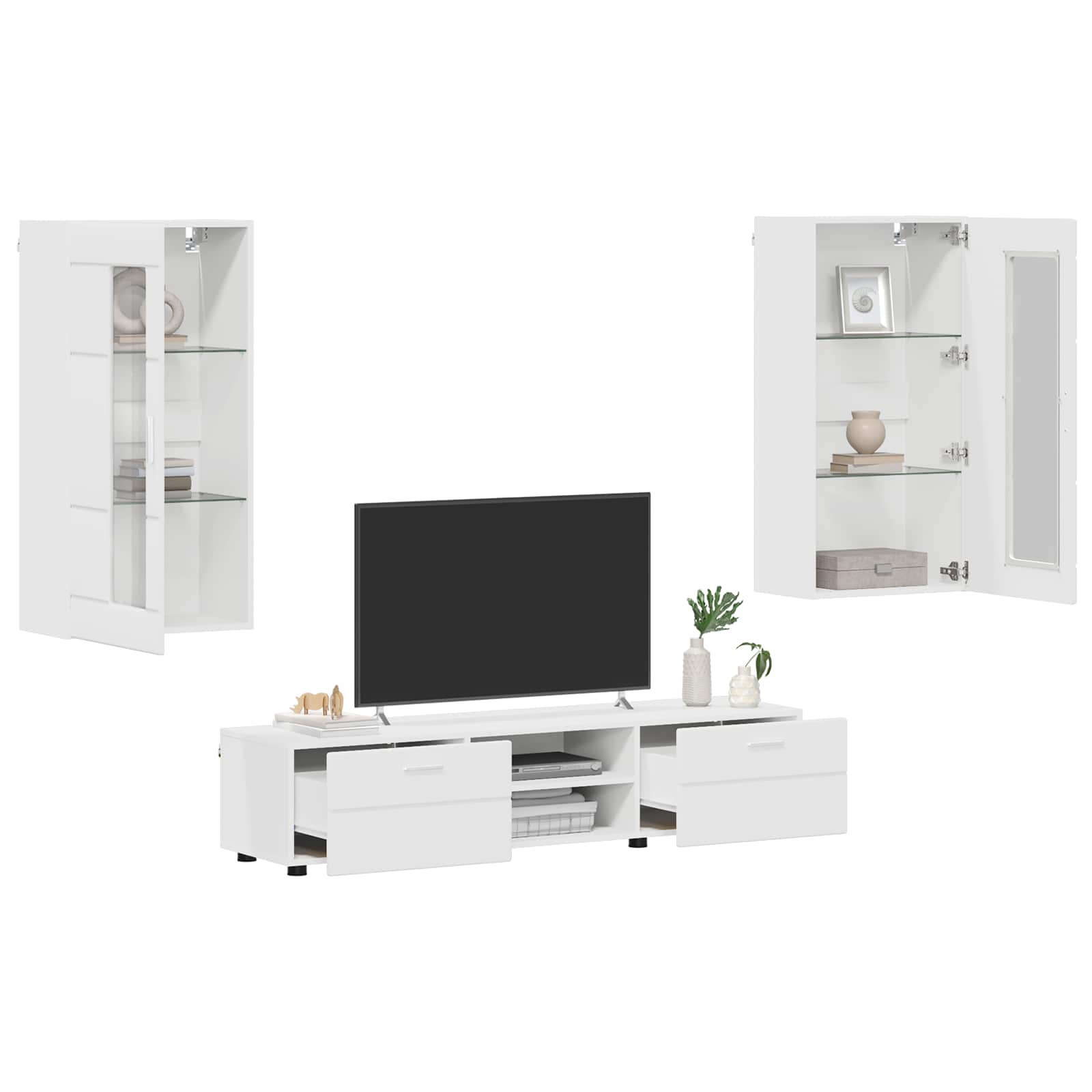vidaXL TV-Schrankset mit Schubladen FLORIN 3 pcs Weiß Holzwerkstoff