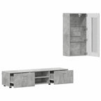 vidaXL TV-Schrankset mit Regal FLORIN 3 pcs Beton Grau Holzwerkstoff