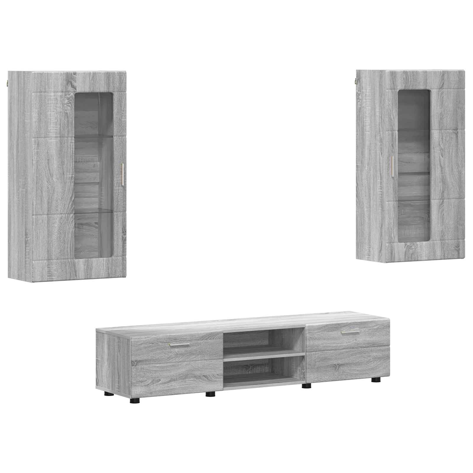 vidaXL TV-Schrankset mit Tür FLORIN 3 pcs Graues Sonoma Holzwerkstoff