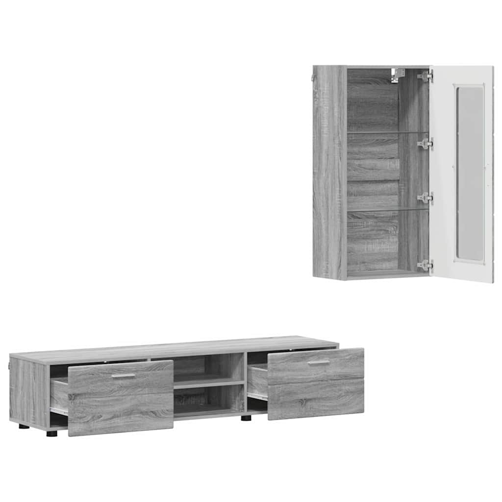 vidaXL TV-Schrankset mit Tür FLORIN 3 pcs Graues Sonoma Holzwerkstoff