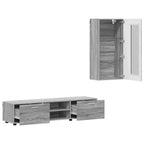 vidaXL TV-Schrankset mit Tür FLORIN 3 pcs Graues Sonoma Holzwerkstoff