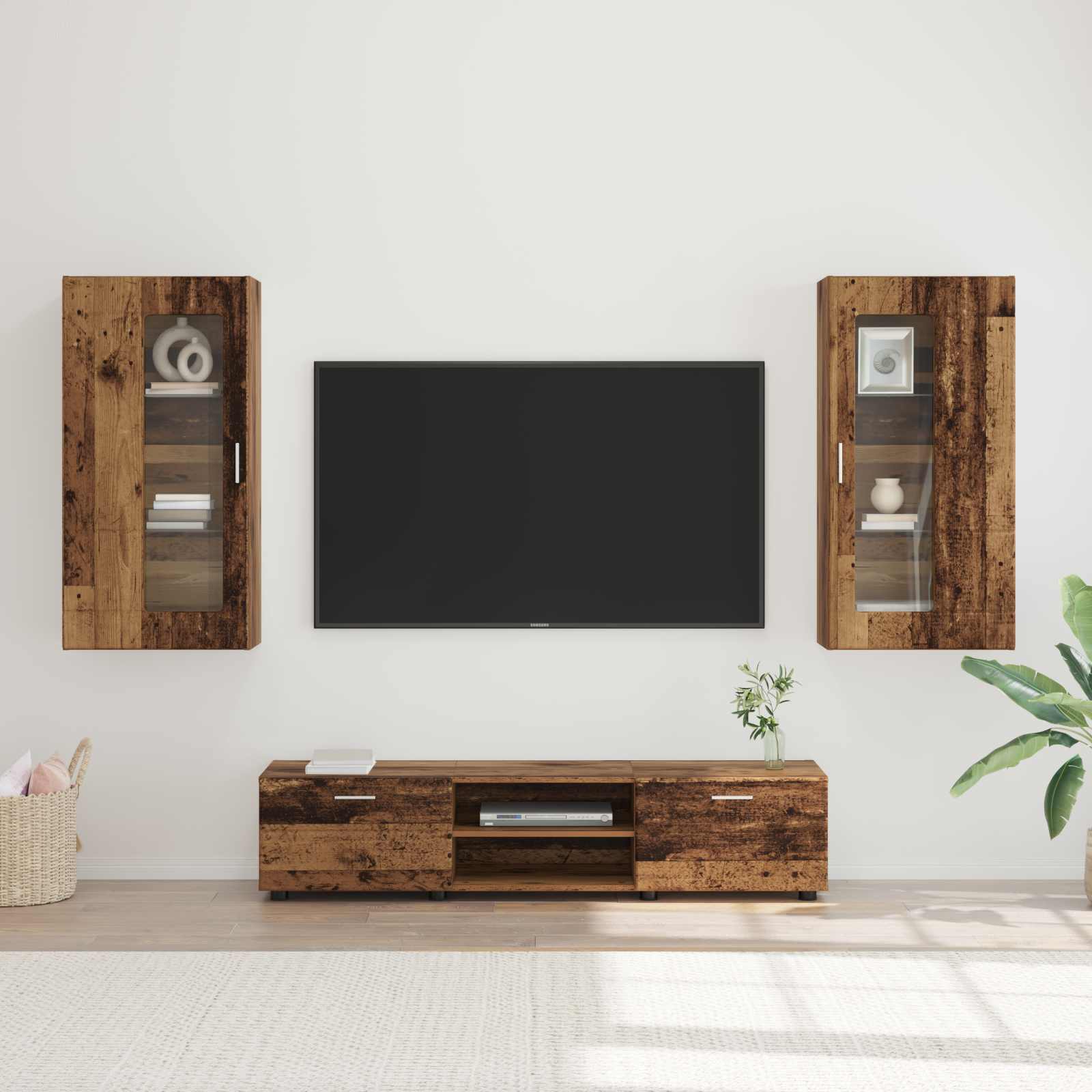vidaXL TV-Schrankset mit Schubladen FLORIN 3 pcs Altholz Holzwerkstoff