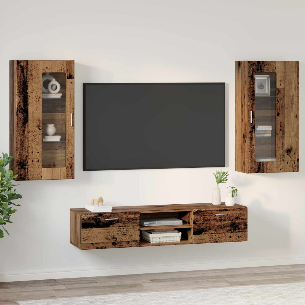 vidaXL TV-Schrankset mit Schubladen FLORIN 3 pcs Altholz Holzwerkstoff