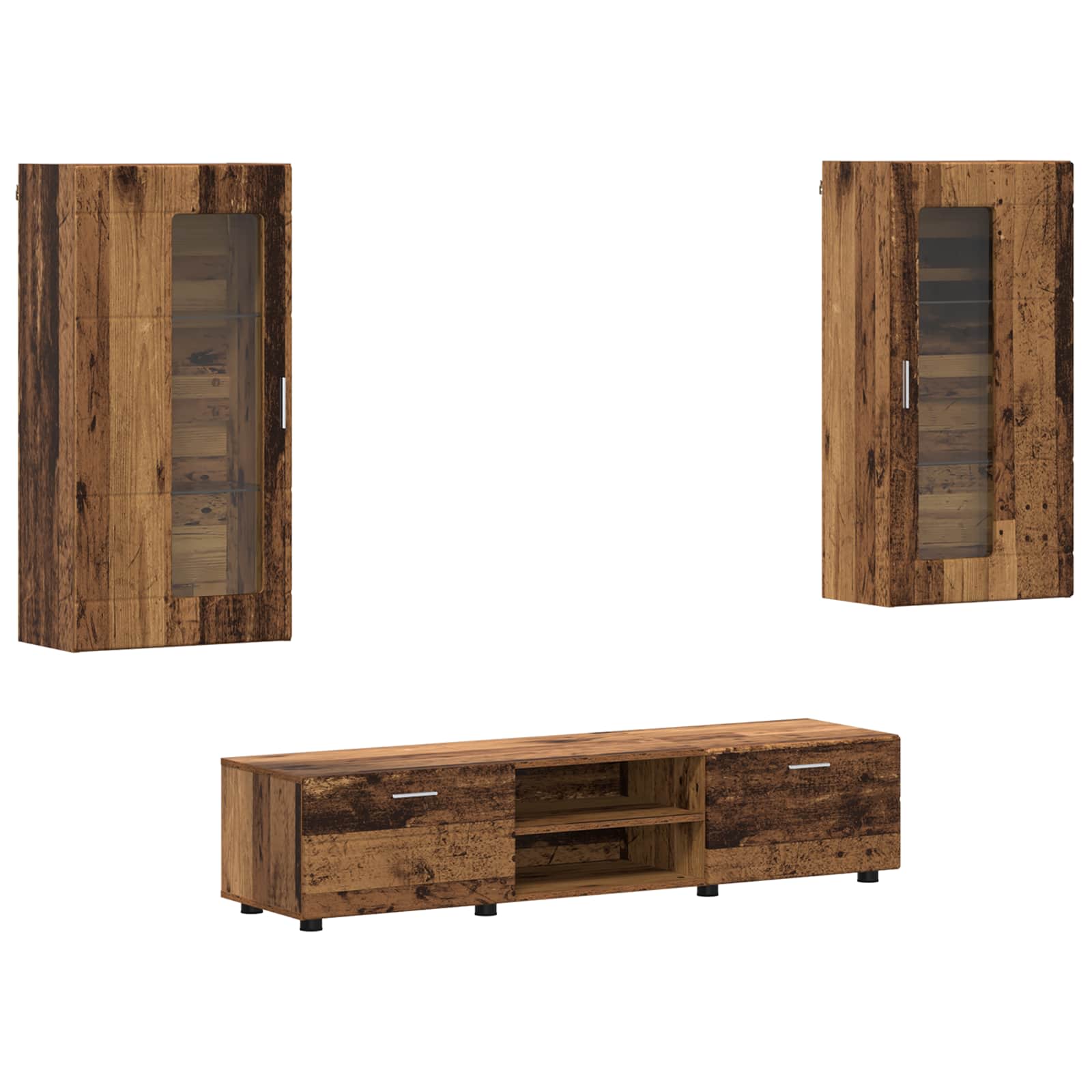 vidaXL TV-Schrankset mit Schubladen FLORIN 3 pcs Altholz Holzwerkstoff