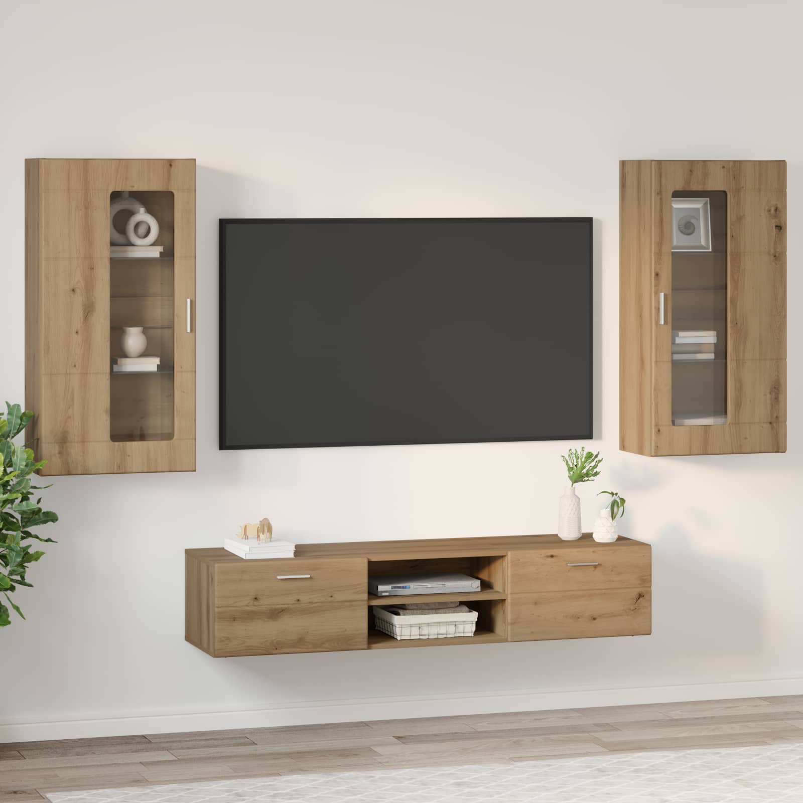 vidaXL TV-Schrankset mit Tür FLORIN 3 pcs Artisan-Eiche Holzwerkstoff
