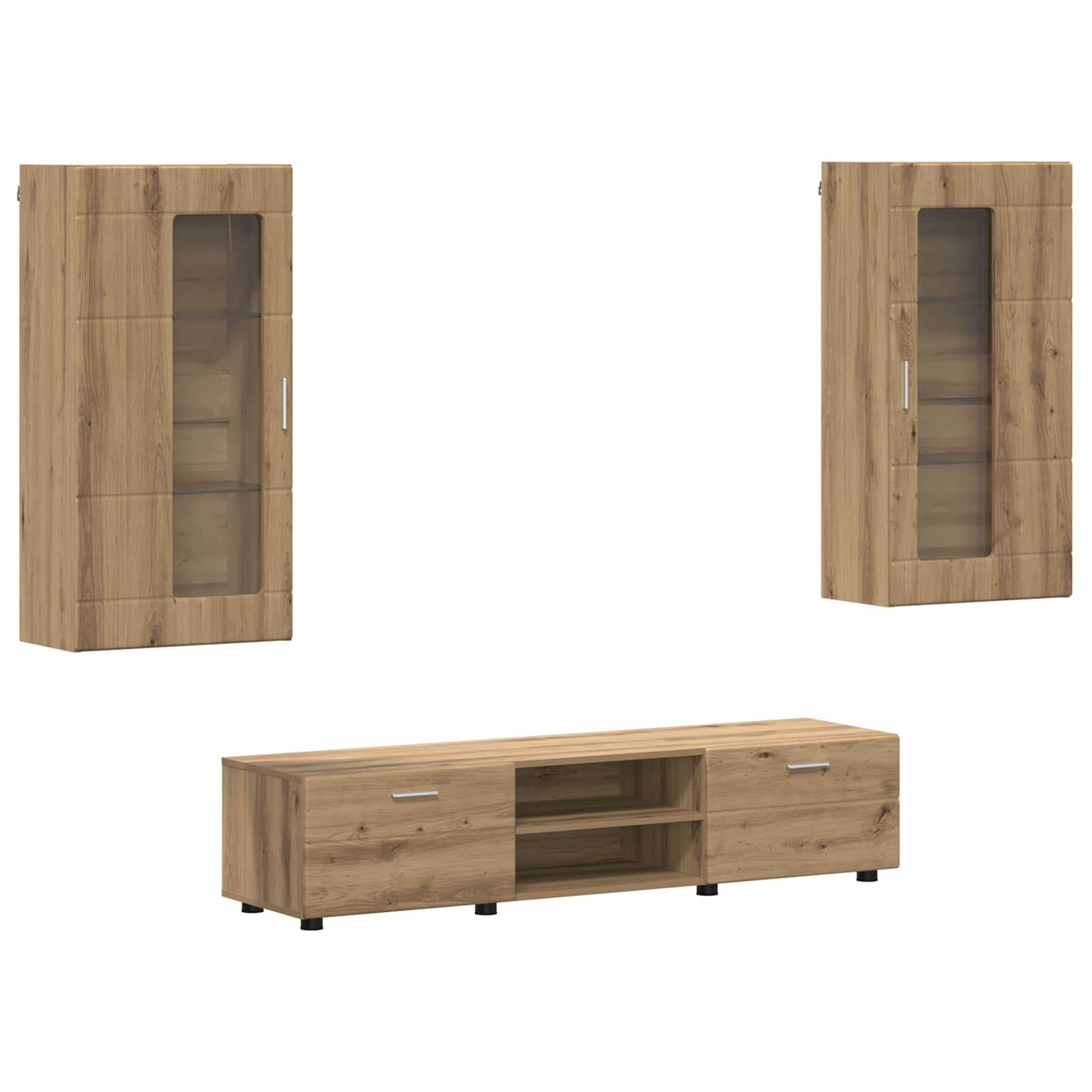 vidaXL TV-Schrankset mit Tür FLORIN 3 pcs Artisan-Eiche Holzwerkstoff