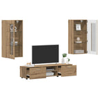 vidaXL TV-Schrankset mit Tür FLORIN 3 pcs Artisan-Eiche Holzwerkstoff