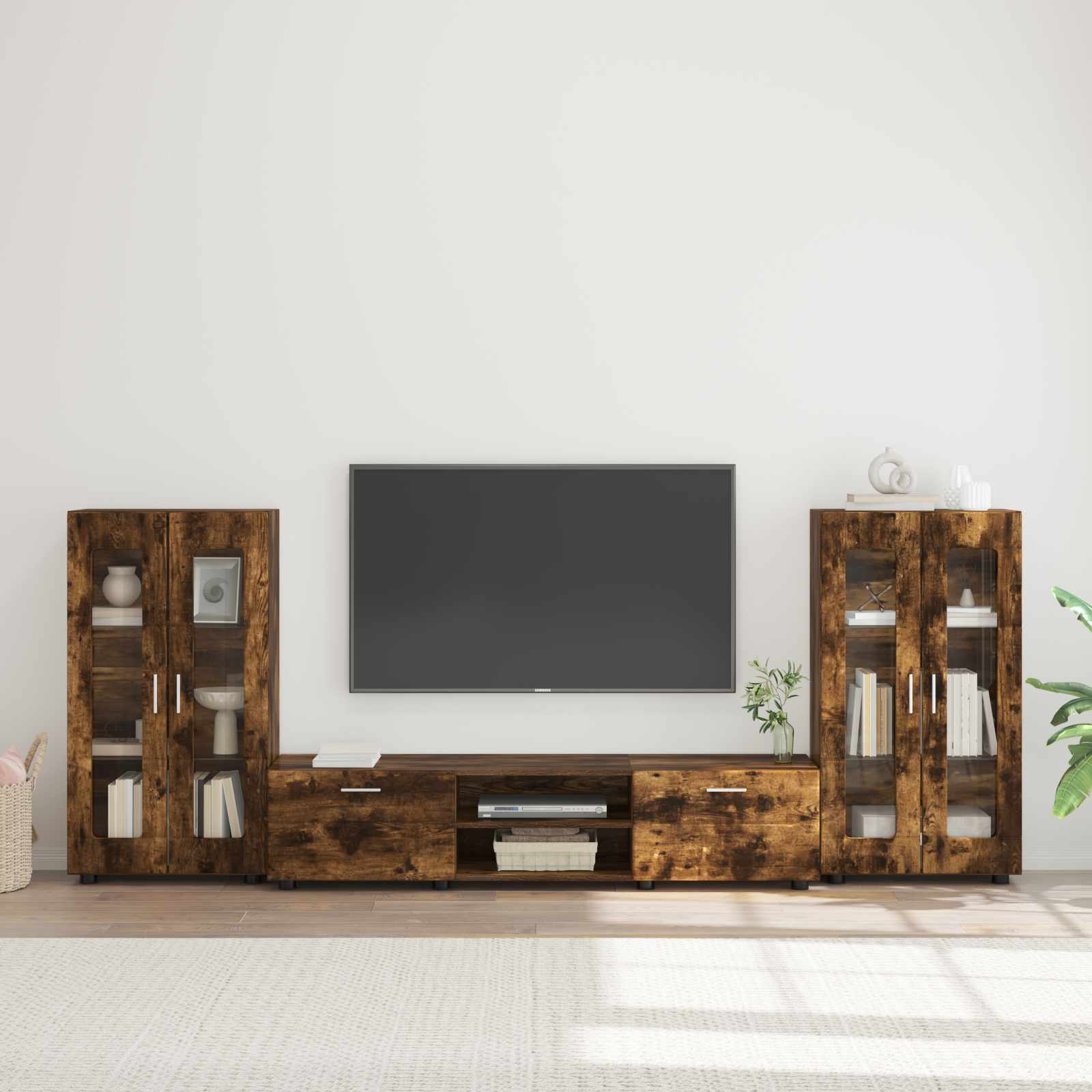 vidaXL TV-Schrankset FLORIN 3 pcs Geräucherte Eiche Holzwerkstoff