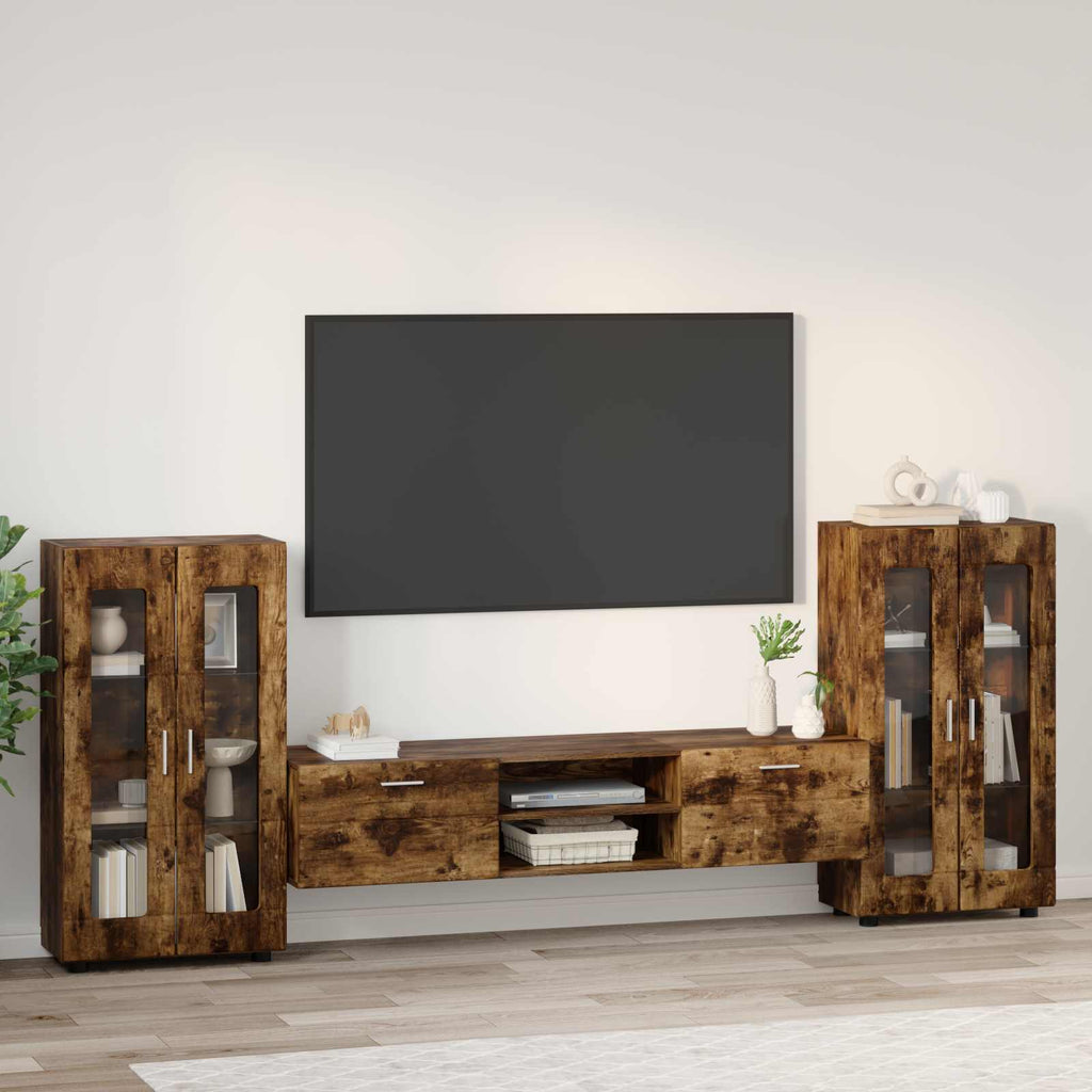 vidaXL TV-Schrankset FLORIN 3 pcs Geräucherte Eiche Holzwerkstoff