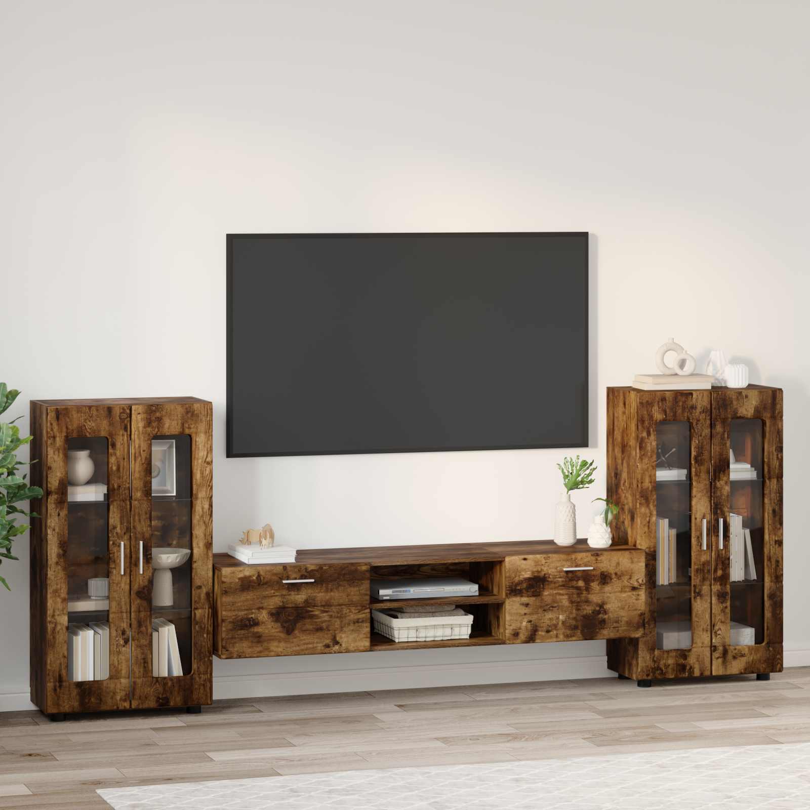vidaXL TV-Schrankset FLORIN 3 pcs Geräucherte Eiche Holzwerkstoff