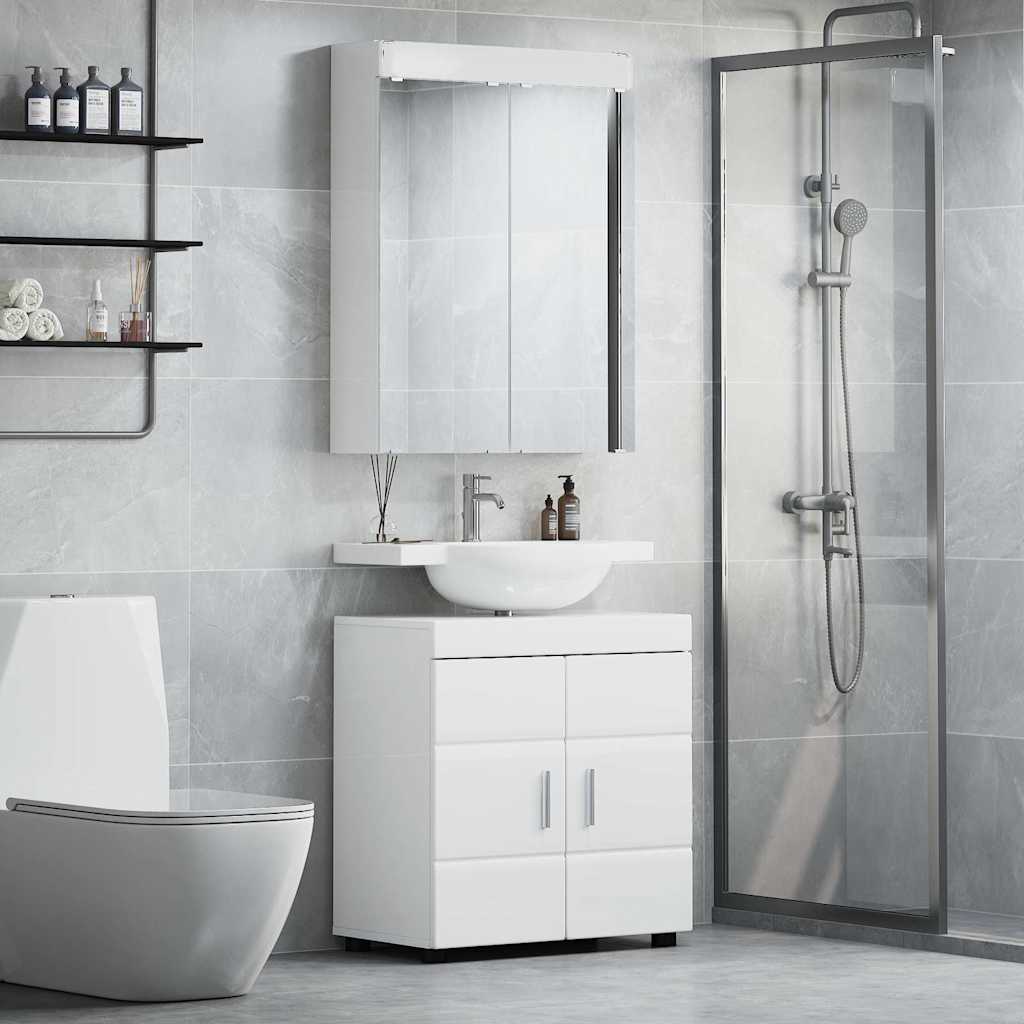 vidaXL Badezimmermöbel-Set TULUM 2 pcs Hochglanz Weiß 60 x 34 x 63 cm
