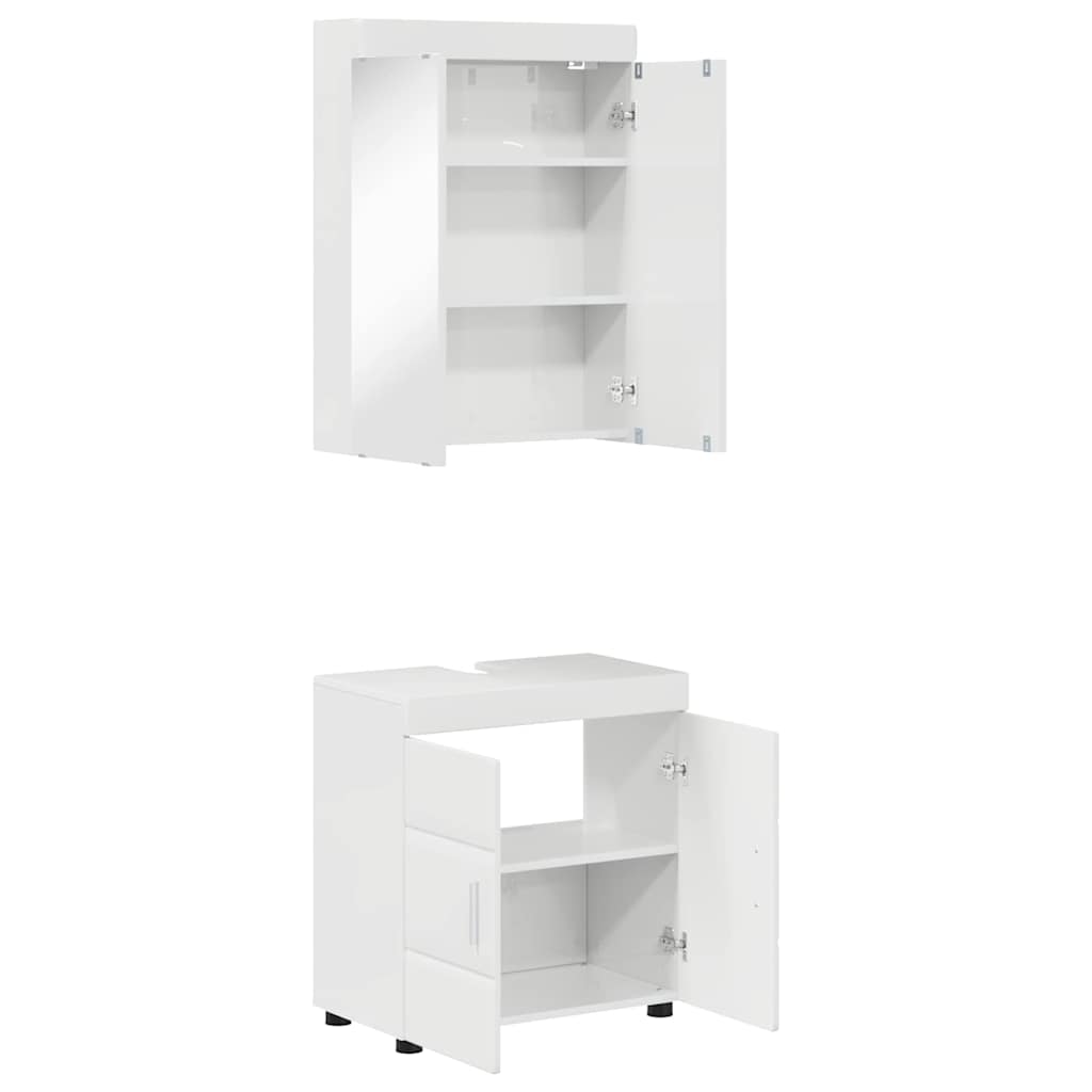vidaXL Badezimmermöbel-Set TULUM 2 pcs Hochglanz Weiß 60 x 34 x 63 cm