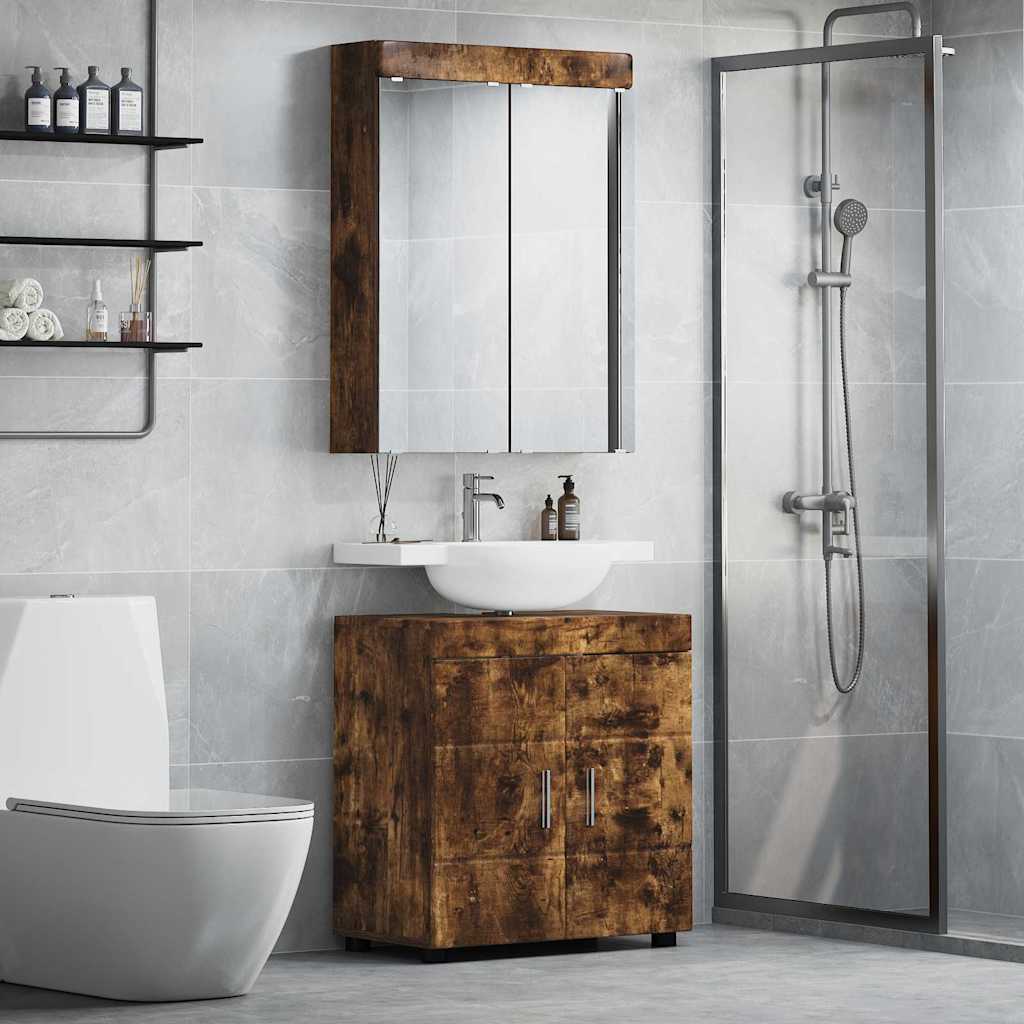 vidaXL Badezimmermöbel-Set TULUM 2 pcs Geräucherte Eiche