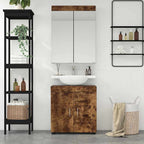 vidaXL Badezimmermöbel-Set TULUM 2 pcs Geräucherte Eiche