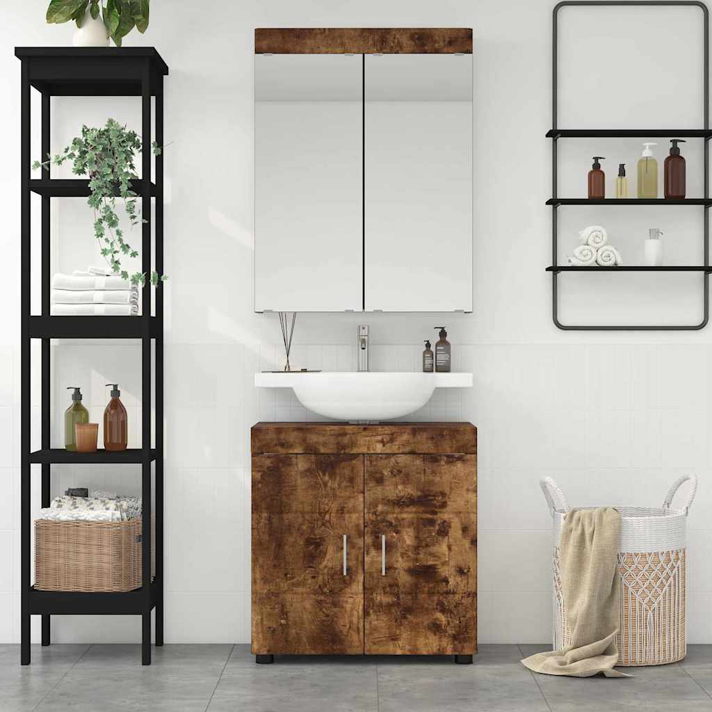 vidaXL Badezimmermöbel-Set TULUM 2 pcs Geräucherte Eiche