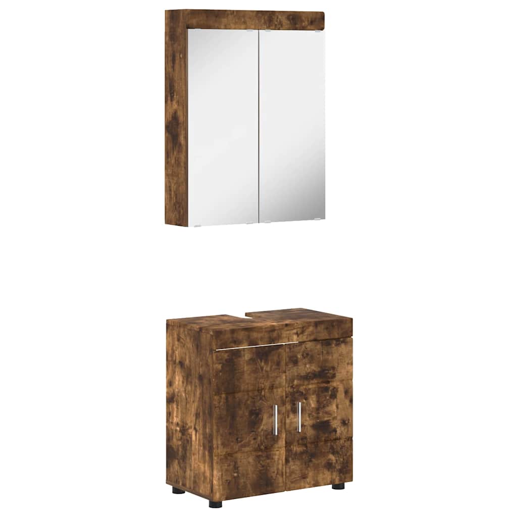 vidaXL Badezimmermöbel-Set TULUM 2 pcs Geräucherte Eiche