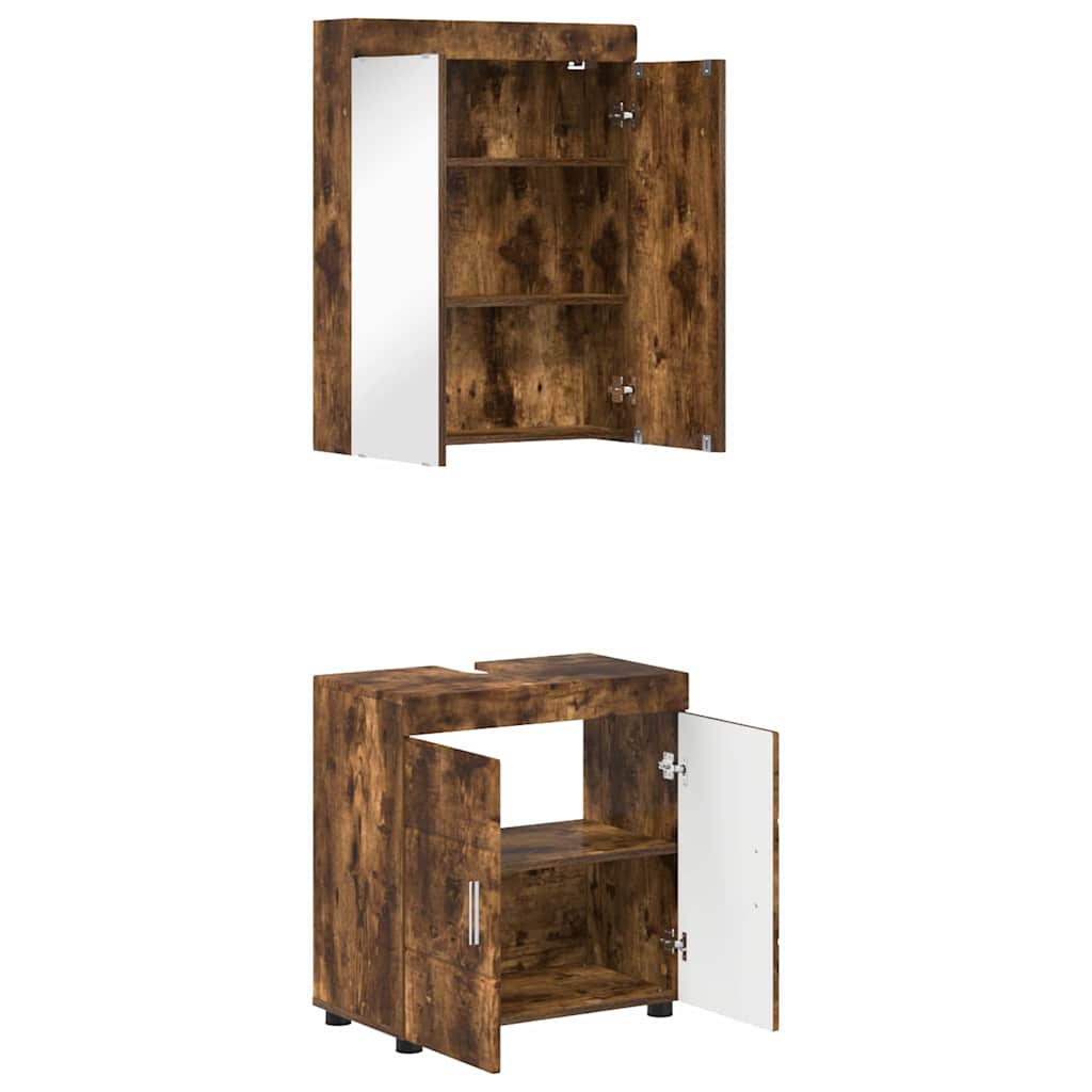 vidaXL Badezimmermöbel-Set TULUM 2 pcs Geräucherte Eiche