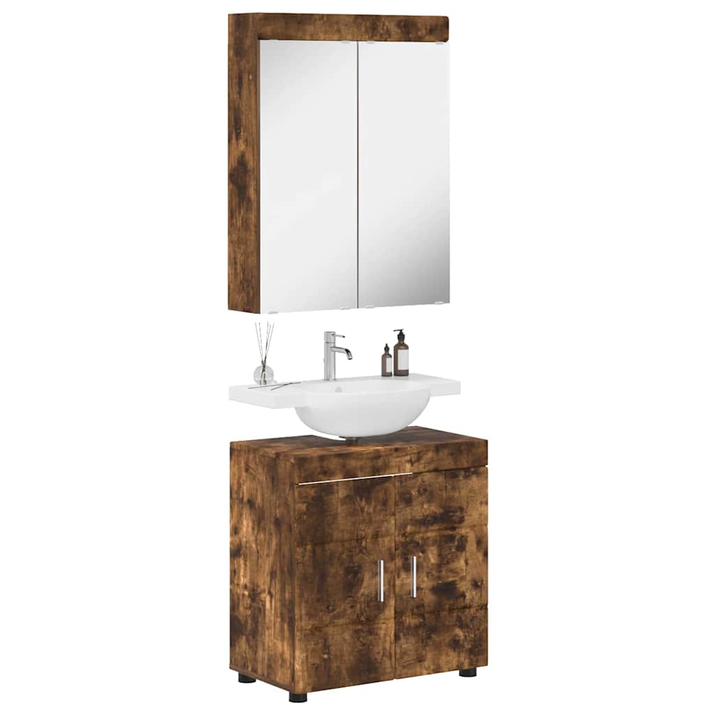 vidaXL Badezimmermöbel-Set TULUM 2 pcs Geräucherte Eiche