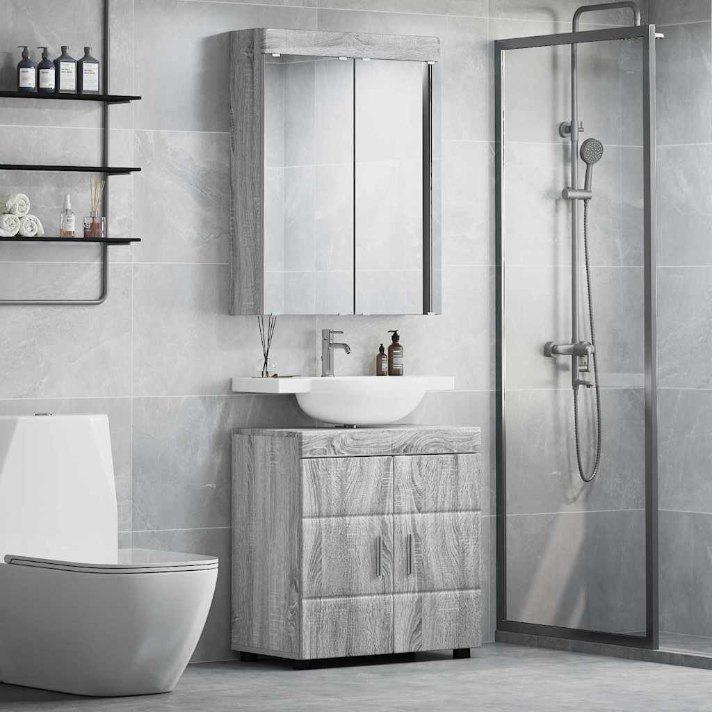 vidaXL Badezimmermöbel-Set TULUM 2 pcs Graues Sonoma 60 x 34 x 63 cm