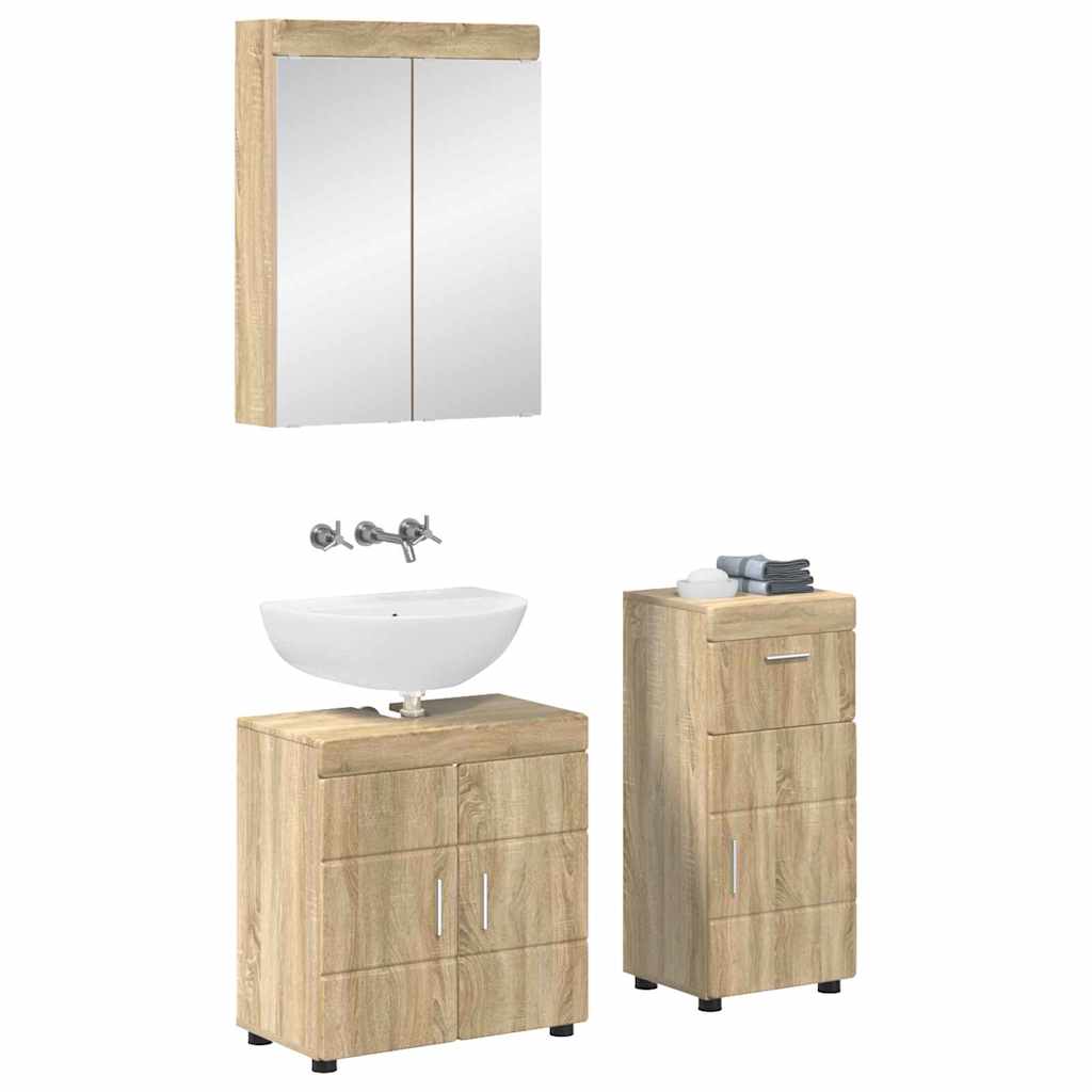 vidaXL Badezimmermöbel-Set TULUM 3 pcs Sonoma-Eiche 60 x 34 x 63 cm