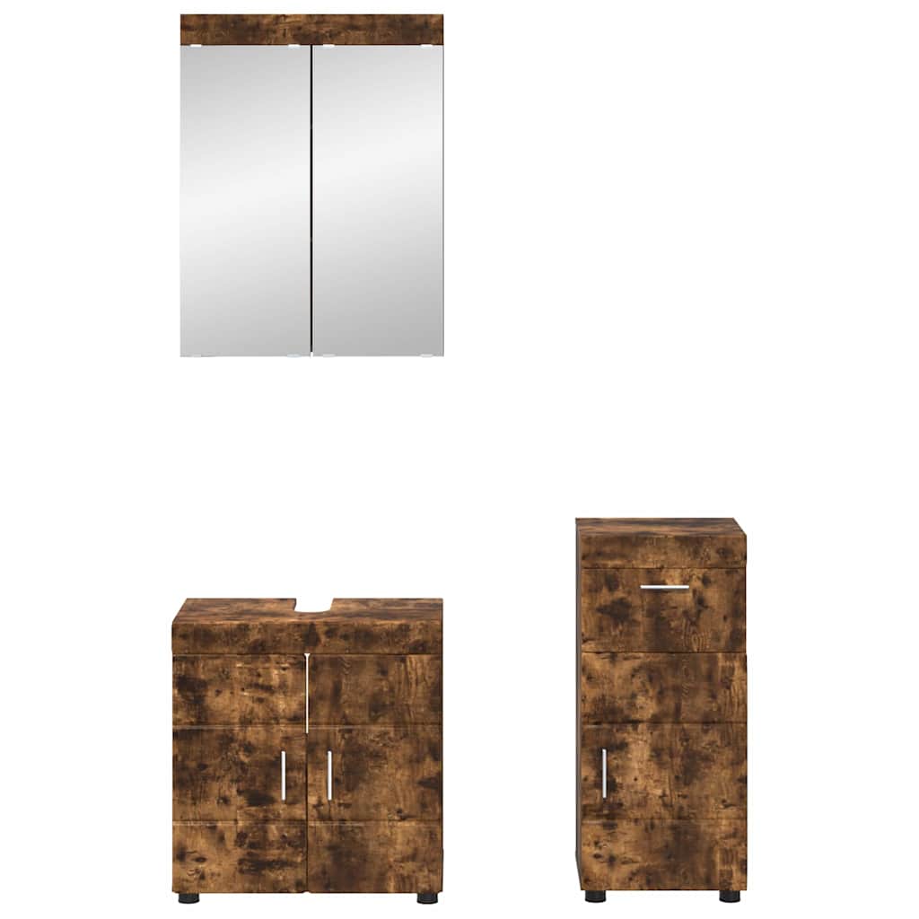 vidaXL Badezimmermöbel-Set TULUM 3 pcs Geräucherte Eiche