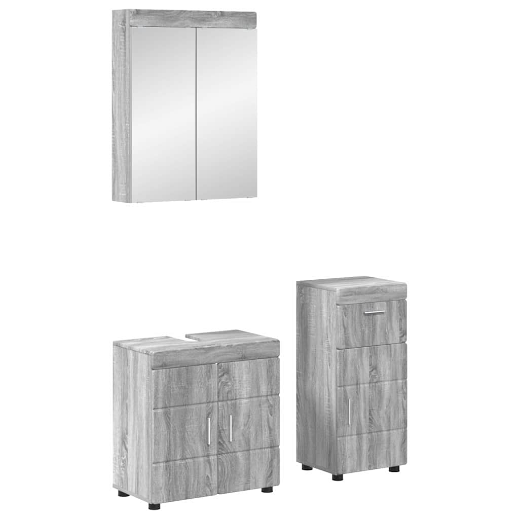 vidaXL Badezimmermöbel-Set mit Regal TULUM Graues Sonoma Holzwerkstoff
