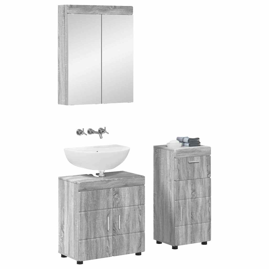 vidaXL Badezimmermöbel-Set mit Regal TULUM Graues Sonoma Holzwerkstoff