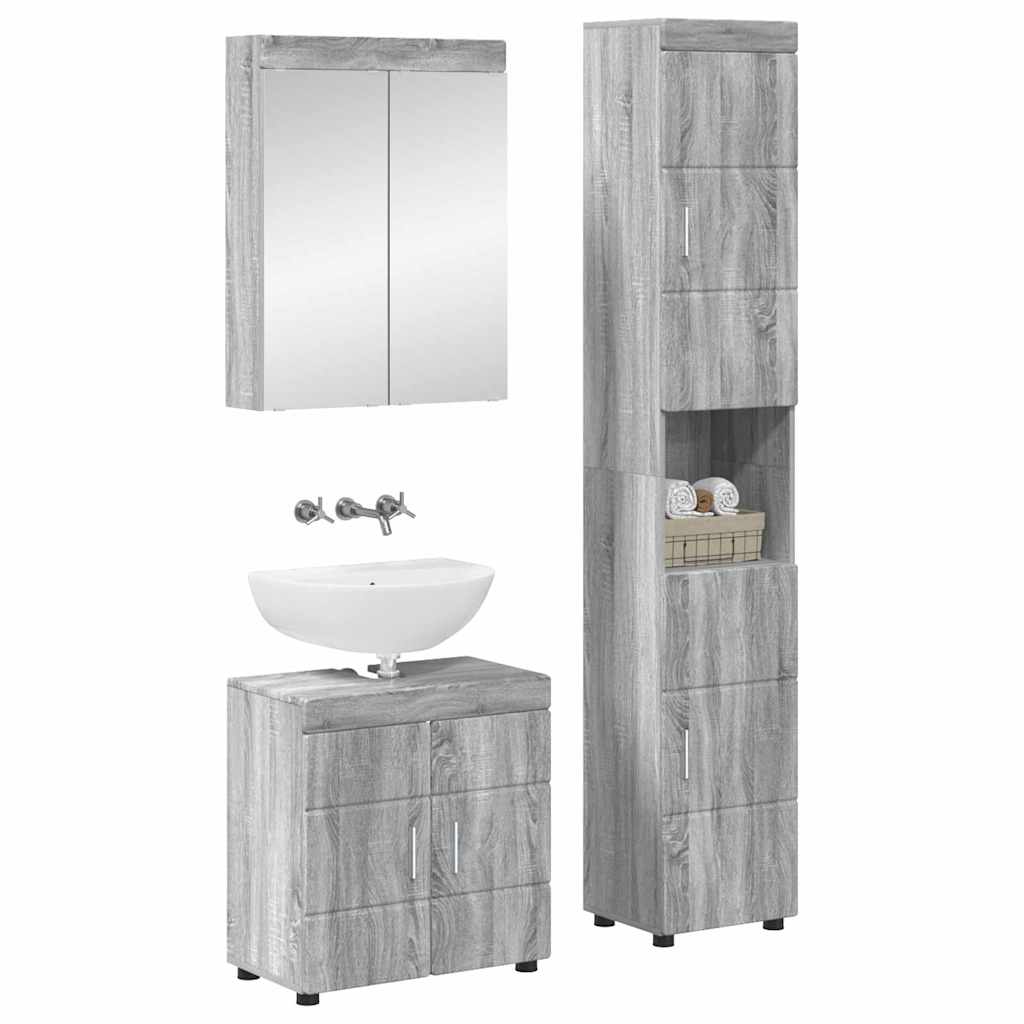 vidaXL Badezimmermöbel-Set TULUM 3 pcs Graues Sonoma 60 x 34 x 63 cm