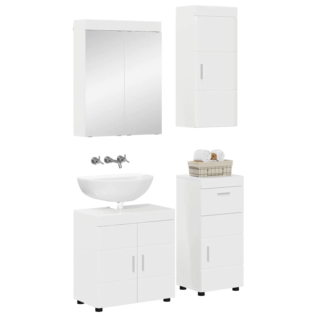 vidaXL Badezimmermöbel-Set TULUM 4 pcs Hochglanz Weiß 60 x 34 x 63 cm