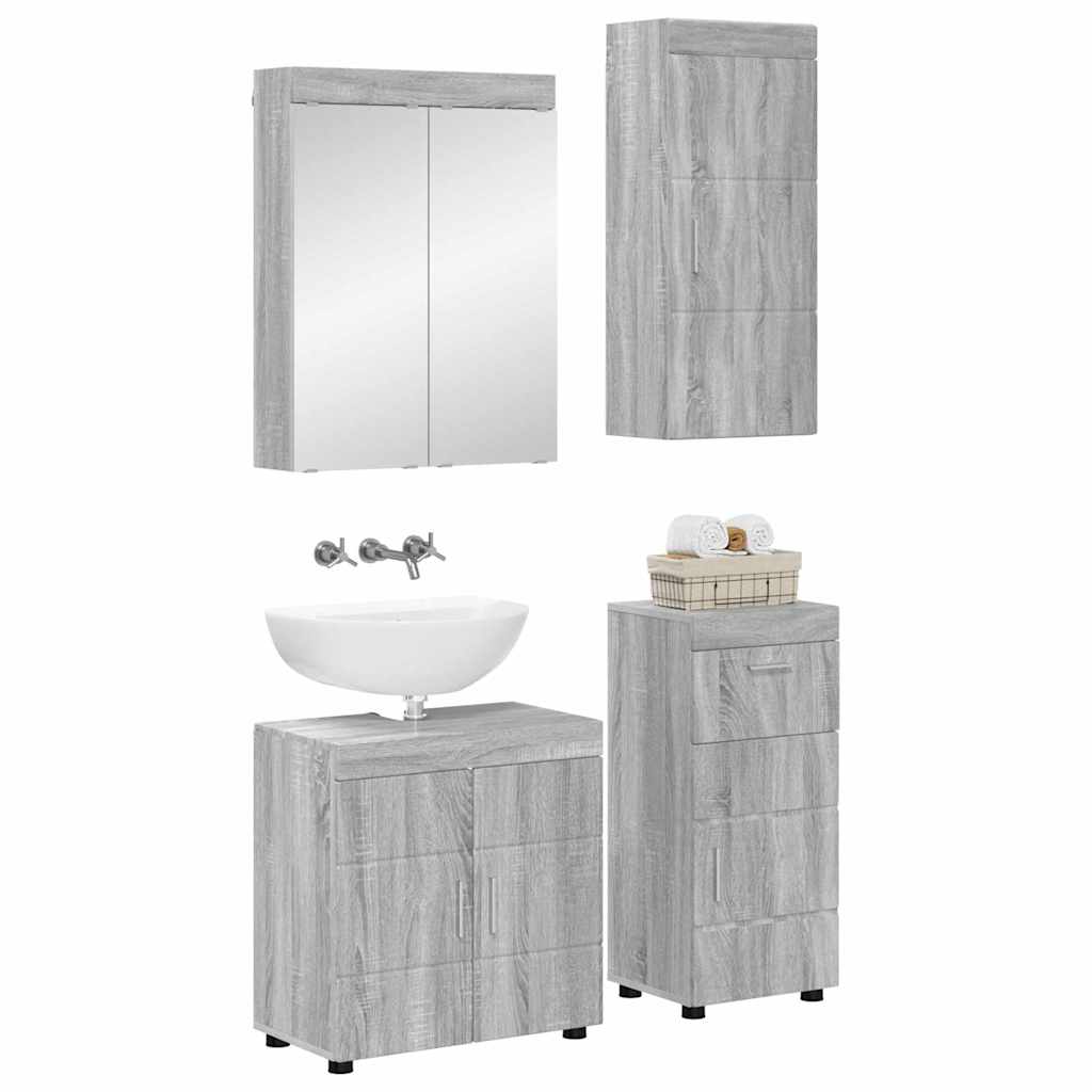 vidaXL Badezimmermöbel-Set TULUM 4 pcs Graues Sonoma 60 x 34 x 63 cm