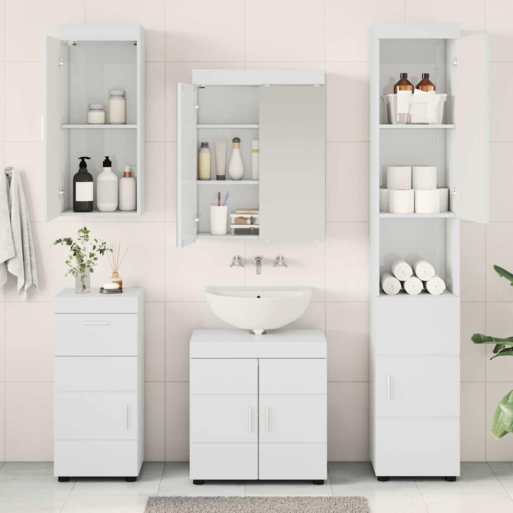 vidaXL Badezimmermöbel-Set TULUM 5 pcs Hochglanz Weiß 60 x 34 x 63 cm