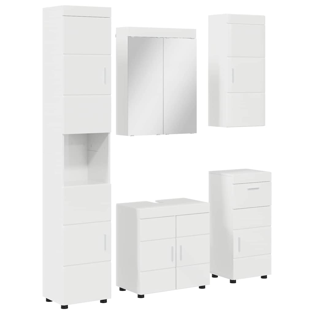 vidaXL Badezimmermöbel-Set TULUM 5 pcs Hochglanz Weiß 60 x 34 x 63 cm