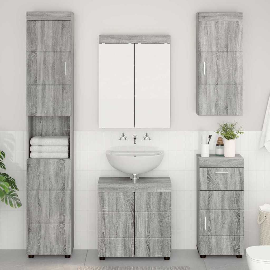 vidaXL Badezimmermöbel-Set TULUM 5 pcs Graues Sonoma 60 x 34 x 63 cm