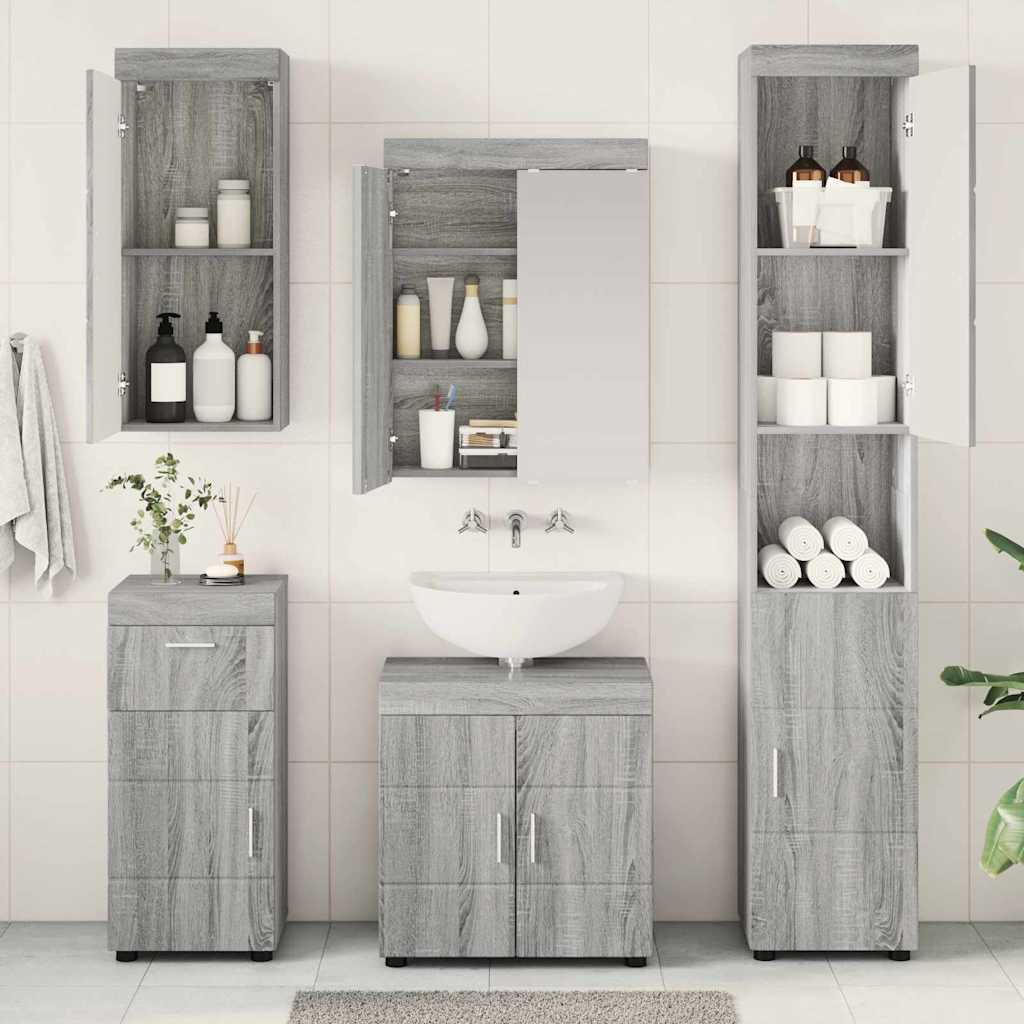 vidaXL Badezimmermöbel-Set TULUM 5 pcs Graues Sonoma 60 x 34 x 63 cm