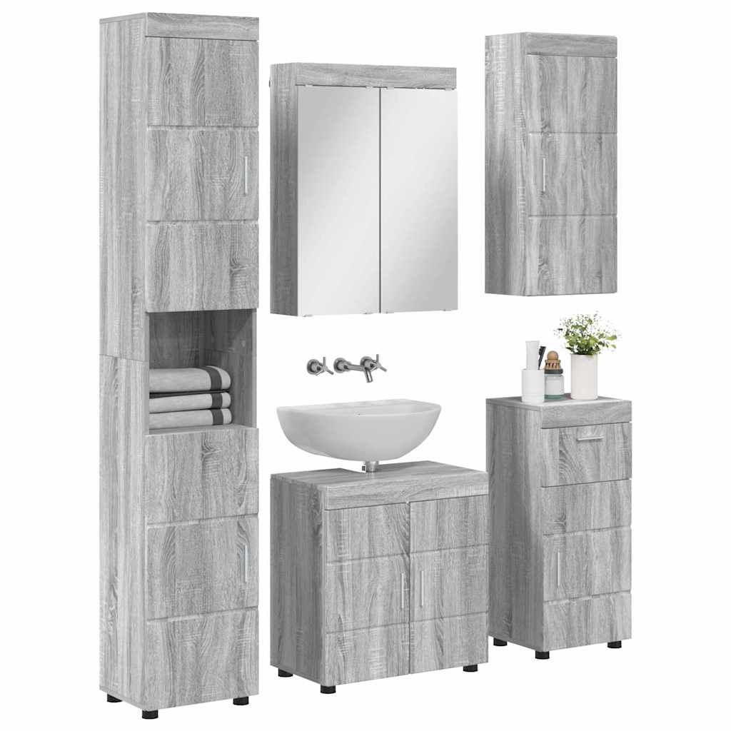 vidaXL Badezimmermöbel-Set TULUM 5 pcs Graues Sonoma 60 x 34 x 63 cm