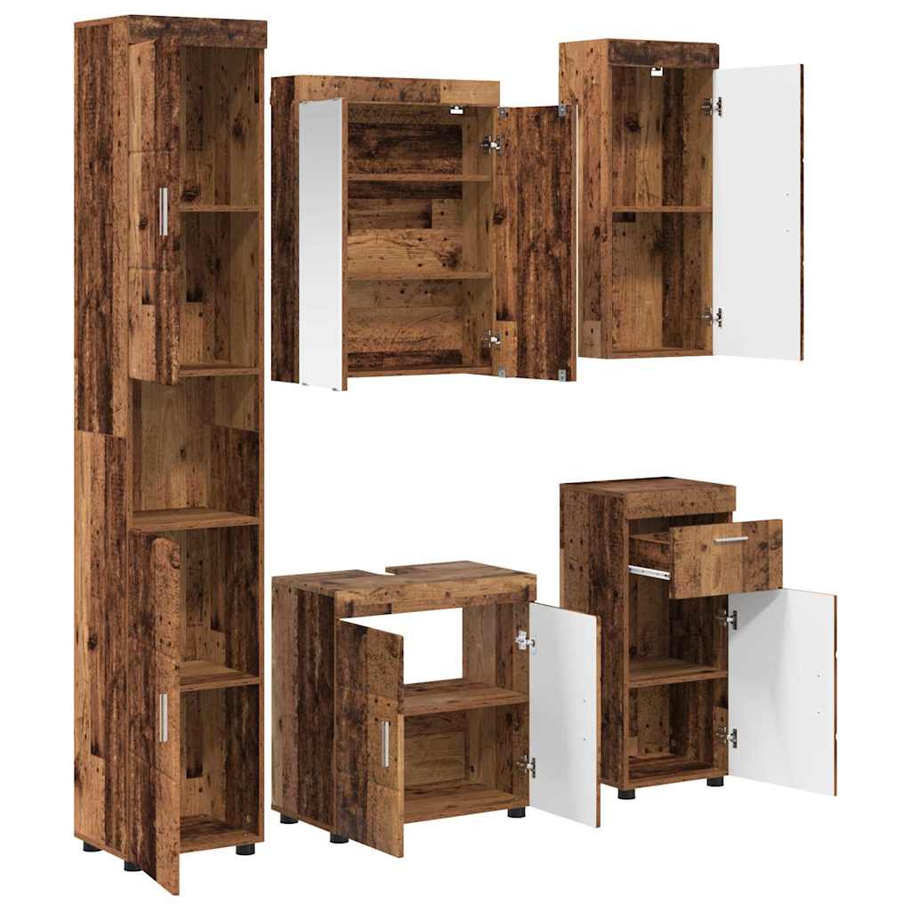 vidaXL Badezimmermöbel-Set TULUM 5 pcs Altholz 60 x 34 x 63 cm