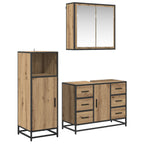 vidaXL Badezimmermöbel-Set mit Regal 3 pcs Artisan-Eiche Holzwerkstoff